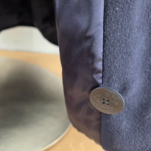 Vintage L.L. Bean Women’s Navy Wool Cashmere Blend Double-Breasted Pea Coat Size - Picture 11 of 16